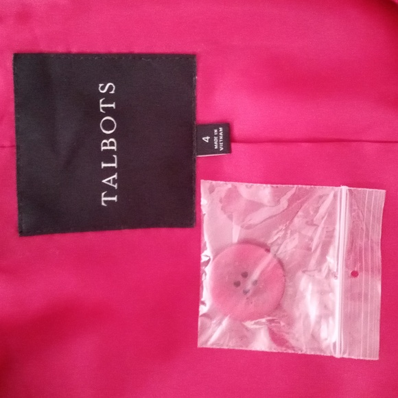 💓Talbots💓 - "Thinsulate" Fuchsia Wool Blend Ribbed Funnel Neck Coat - Picture 3 of 11